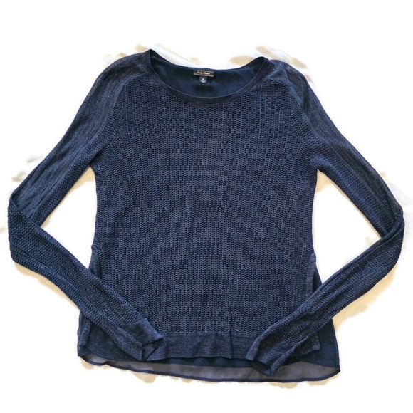 2 for $10 LUCKY BRAND Stretchy Blue Sparkle Sweater M - Picture 3 of 11